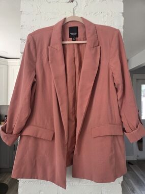 Simply Vera Vera Wang Open-Front Roll-Tab Sleeve Rose Blazer